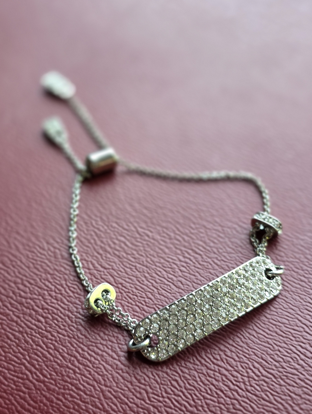 Sparkly Silver Tone Adjustable Bracelet